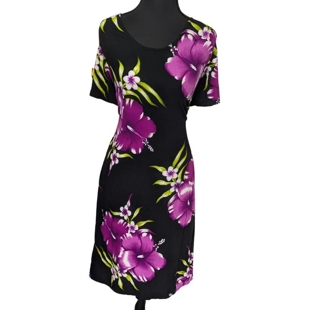 Aloha Fashion Purple and Black Hawaiian Shirt Dress Aloha Dress | Women's OS